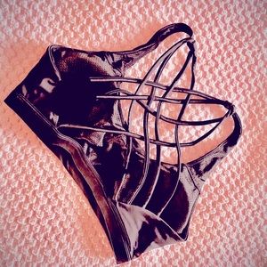 Black strappy sports bra (large- fits small)